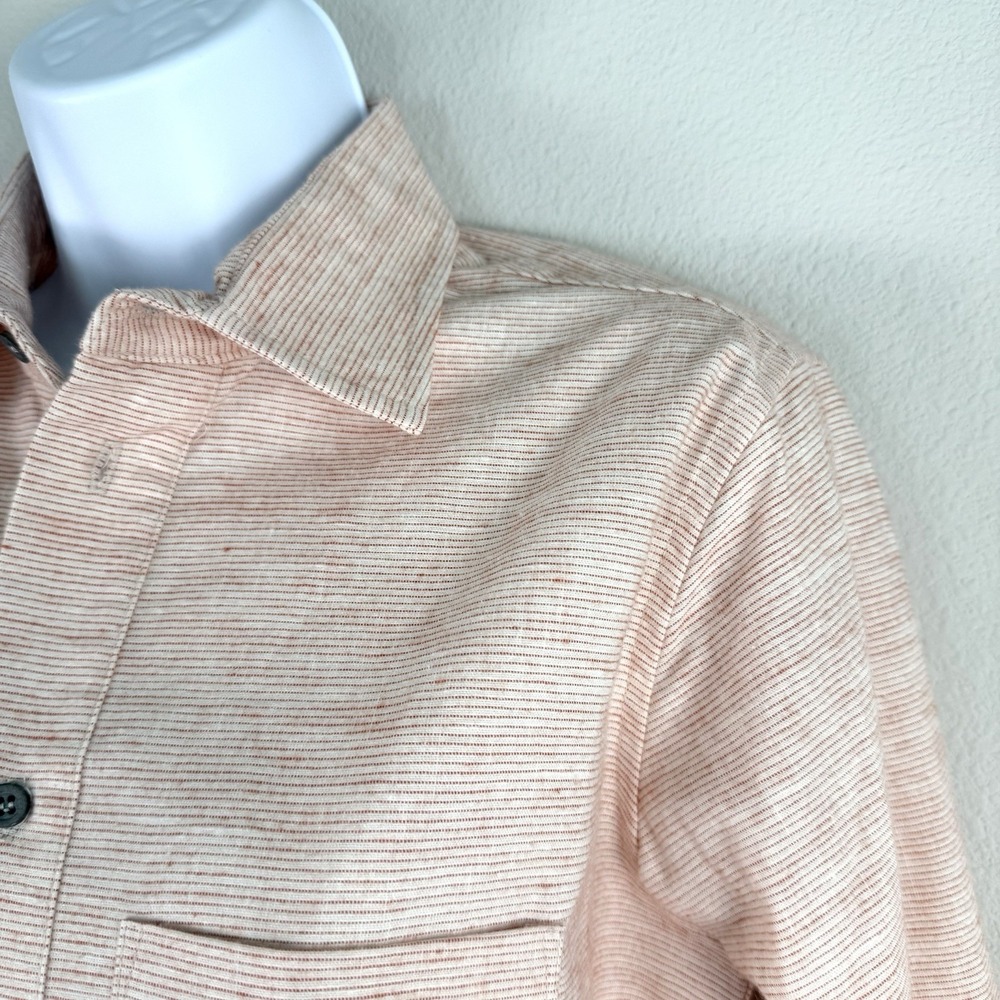 Eight Sand Stripe Popover Womens Small Linen Cotton Preppy Resortwear Minimalist - Picture 4 of 12